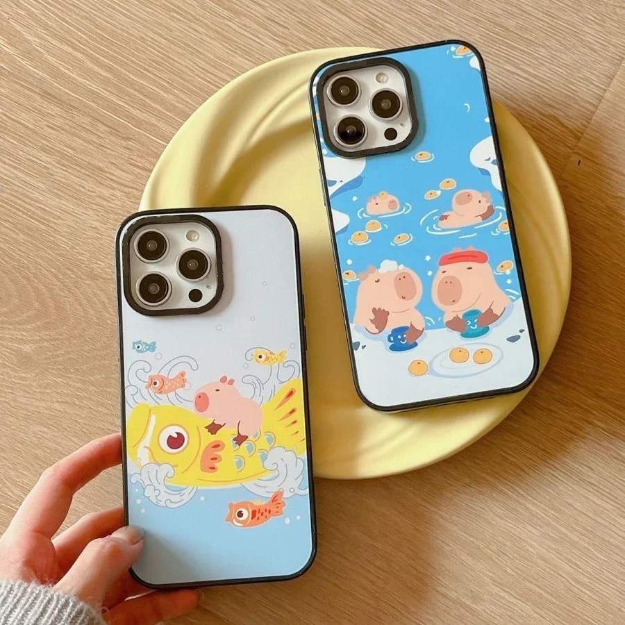 

2.0 Version Acrylic Upgrade Border Capybara Phone Case Cover for IPhone 11 12 13 14 15 Pro Max Case for IPhone 15 Pro Max