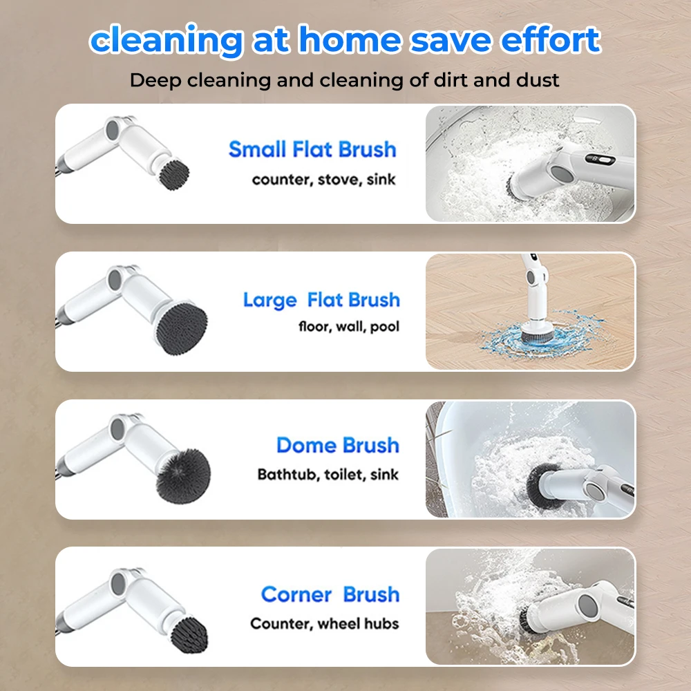 

Electric Wireless Cleaning Brush 2025 NEW 9-in-1 Electric Spin Cleaning Scrubber Electric Cleaning Tools Kitchen Bathroom Clean
