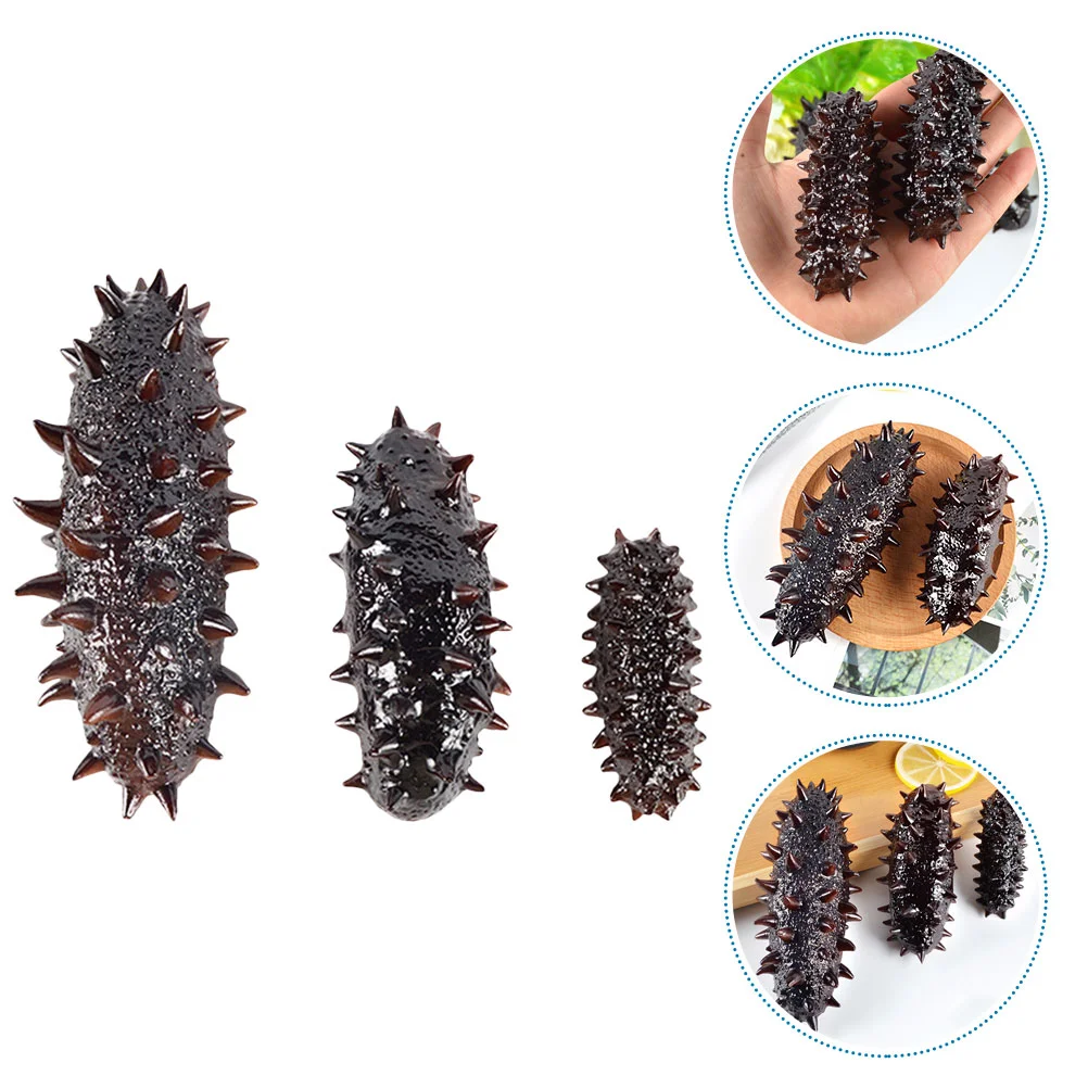 3 Pcs Large Simulation Sea Cucumber Model Child Kids Toys Pvc Lifelike Slug Figurine