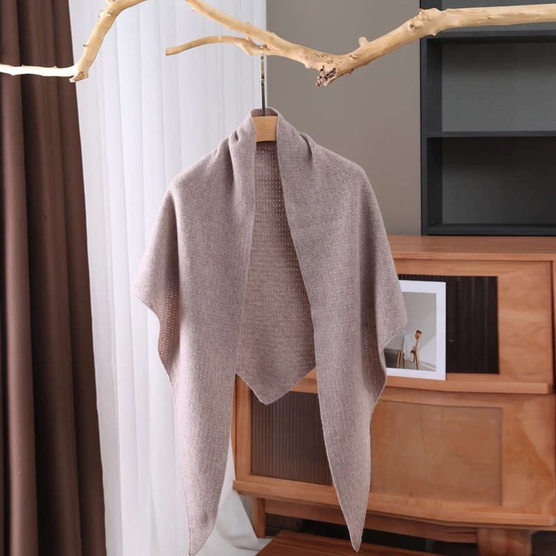 

Women's 100% Cashmere Cardigan Triangle Scarf Shawl Warm Soft Knitted Solid Hollow out Winter Accessory for Wearing with Shirt