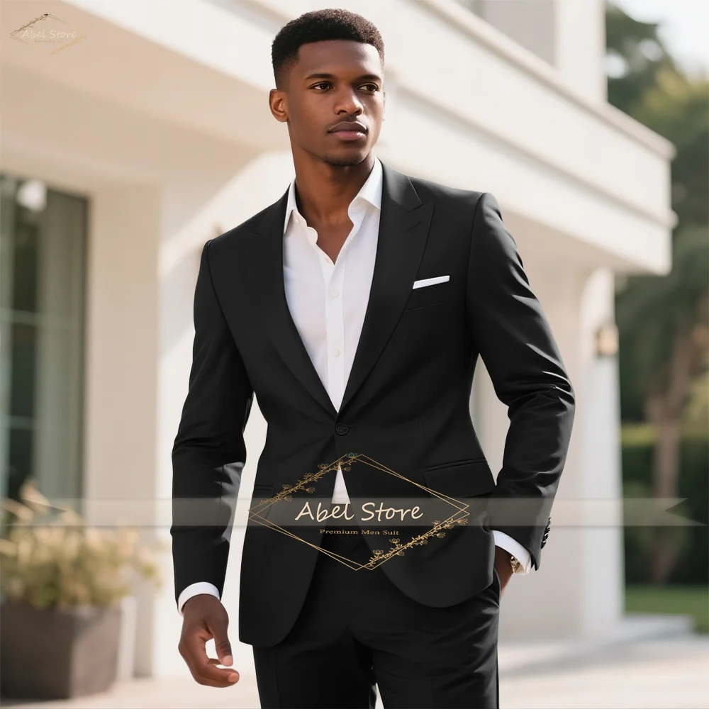 

Формальный мужской темно-синий костюм: дизайн из двух предметов с пиковыми лацканами для свадебных вечеринок и элегантных мероприятий на заказ