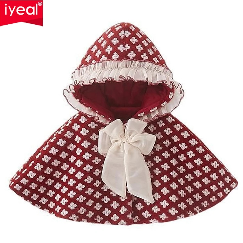 IYEAL Baby Cloak Baby Girl Autumn And Winter Outings Warm Fleece Coat Princess Christmas Cute Windproof Shawl