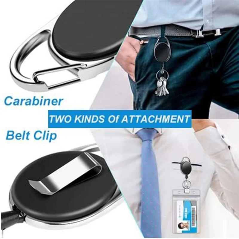 

40Piece Retractable ID Badge Reel With Belt Clip And Key Ring Heavy Duty Badge Holder For Doctors Nurse Office Workers