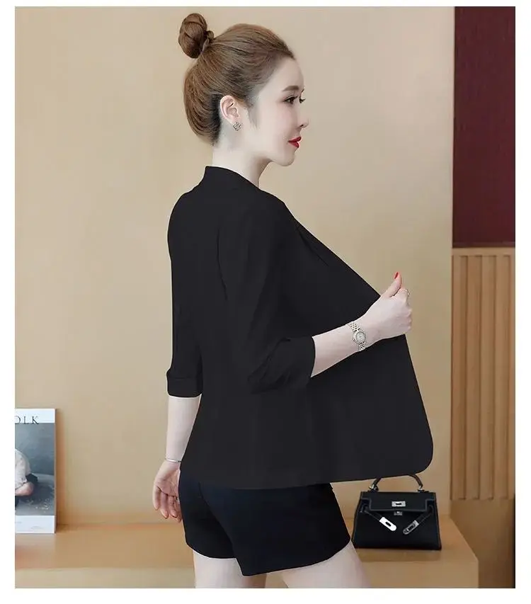 Mulher elegante e jovem blazer waffle sem botão bordado bloqueado adequado meia vida hit conjunta gracioso temperamento hipsters