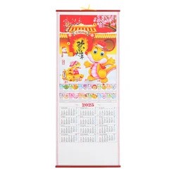 Chinese Year Of The Snake Wall Calendar Chinese Scroll Calendar Hanging Monthly Calendar Paper Rattan 2025 Calendar Office Decor