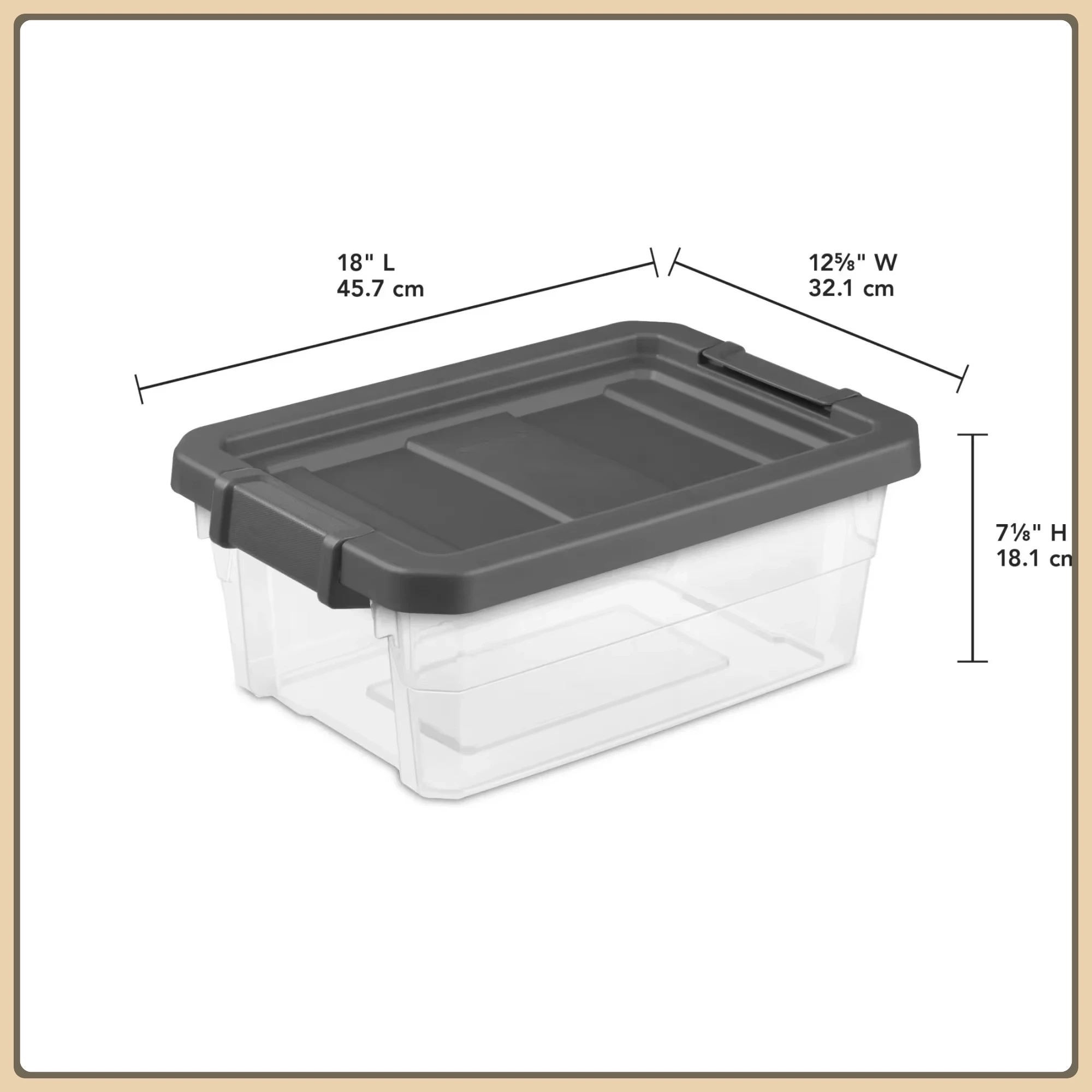 Штабелируемые контейнеры емкостью 16 кв. в упаковке, прозрачные с серой крышкой для организации дома, офиса и шкафа.