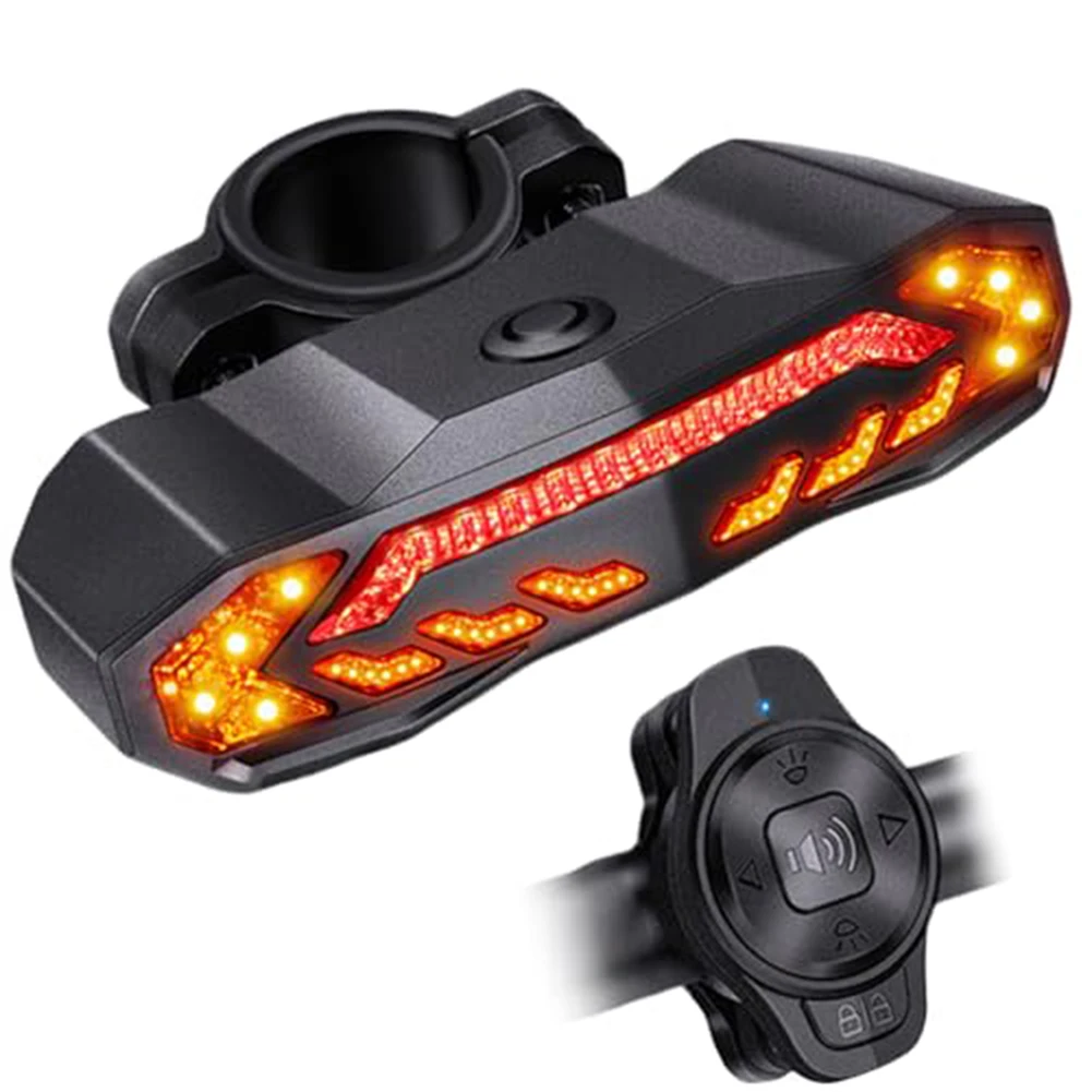 Taillight with IPX4 Waterproof Design 110dB Remote Control and Auto Activation in Low-Light Conditions for Bikes