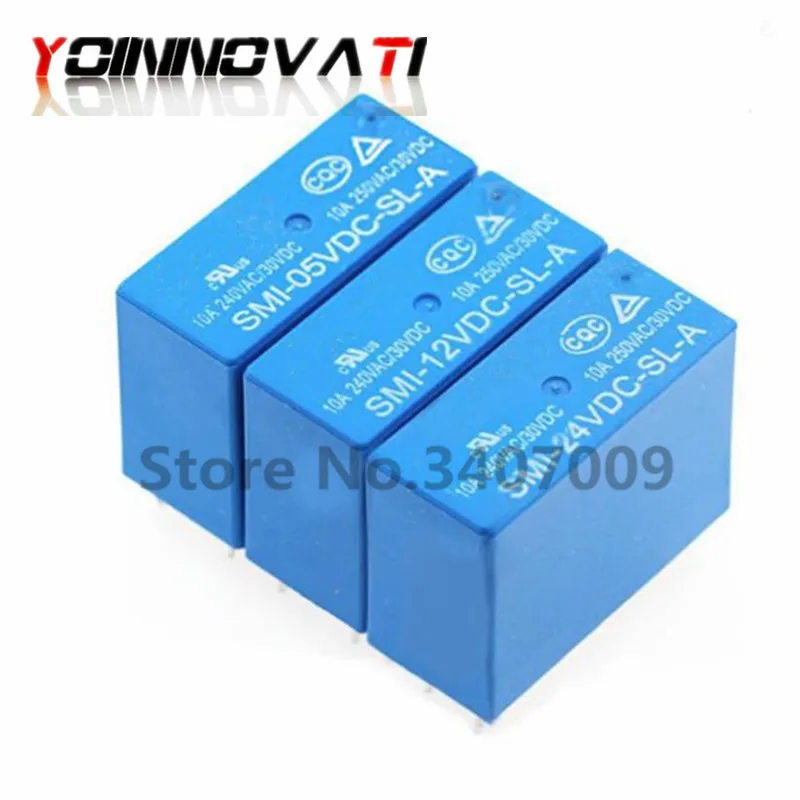 5PCS Power Relays SMI-05VDC-SL-A SMI-12VDC-SL-A SMI-24VDC-SL-A 5V 12V 24V 10A 4PIN Relay SMI 05V 12V 24V VDC SL A DIP4