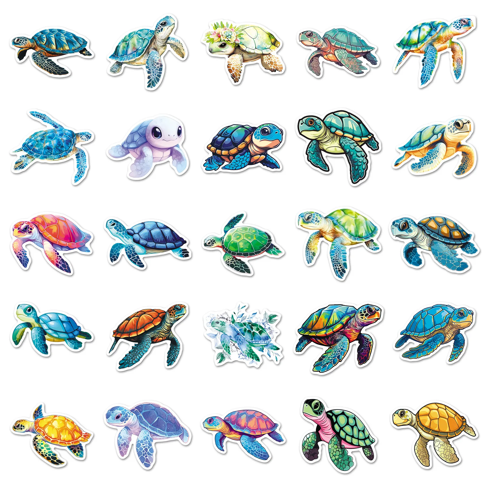 

50PCS Turtle Stickers Marine Animals Graffiti Painting Can Decorate Laptop Refrigerator Water Cup Waterproof Stickers Kids Toy