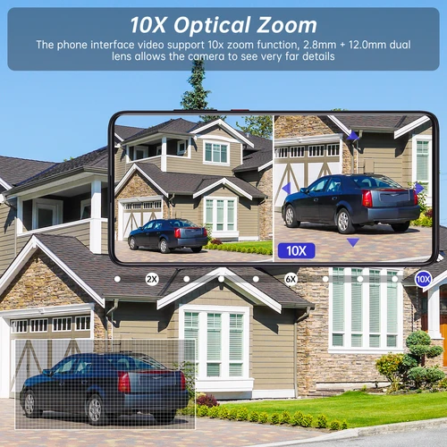 Imagen 2 del producto JOOAN 4K 8MP WiFi cámara de vigilancia al aire libre de tres lentes pantalla Dual Zoom óptico PTZ cámara IP seguimiento automático cámara de seguridad CCTV