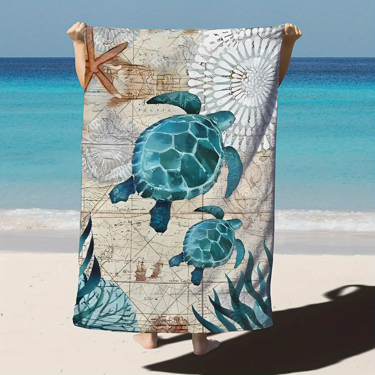 1pc Turtle Beach Towel 35.43inch*70.87inch, Holiday Beach, Stain and Sand Resistant, Quick Drying, Multi-purpose Beach Towel - Image 2