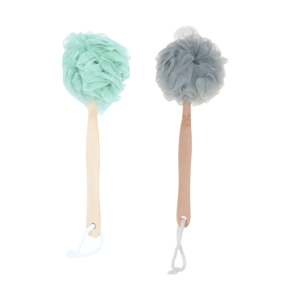 

2Pcs Bath Ball Long Handle Scrubber Soft Nylon Removes Dead Skin Excellent Feet Knees Legs Safe Comfortable Gift Bath