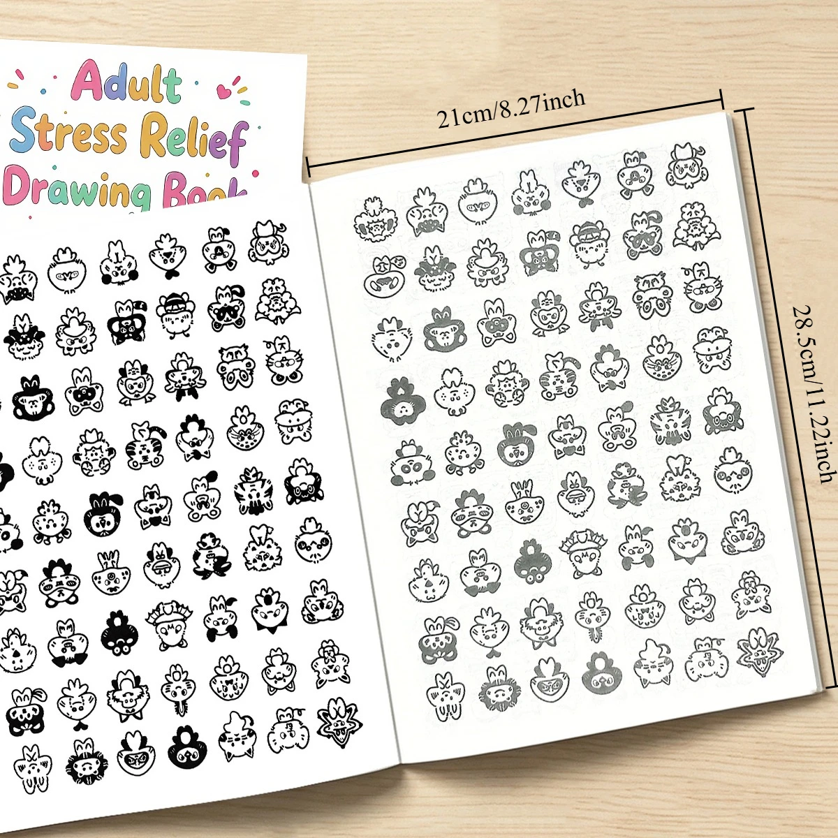 Adult Stress‑Relief Drawing & Coloring Workbook, 32 Pages Character Expressions and Patterns Sketch Book