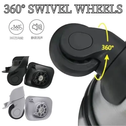 Imagen 2 del producto 1 par de ruedas de equipaje de repuesto para reparación de maletas A08 ruedas de carro silenciosas flexibles 360 °   Ruedas giratorias Pieza de rueda de maleta