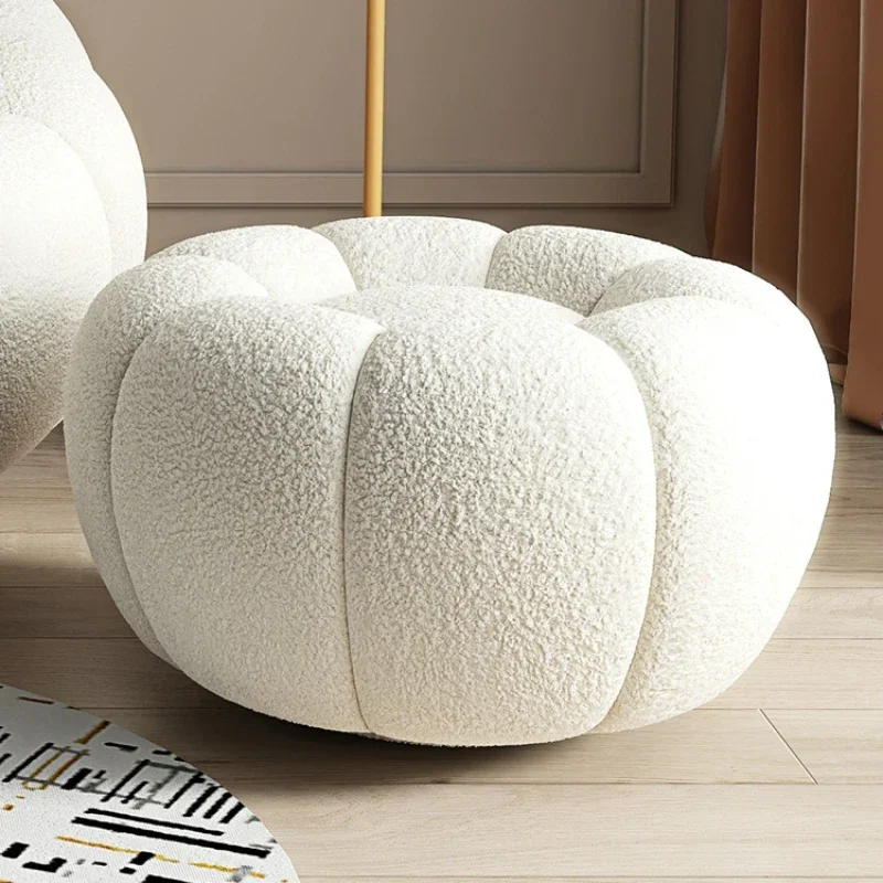 

Pumpkin Sofa Stool, Modern Low Velvet Stools, Living Room Furniture Seat, Creative Simple Lamb Wool Round Stools.