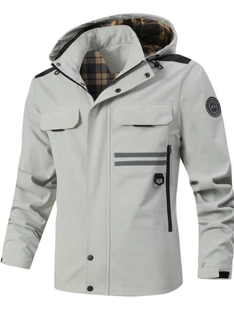 Fashion Men's Casual Windbreaker Jackets Hooded Jacket Man Waterproof Outdoor Soft Shell Winter Coat Clothing Warm Plus Size