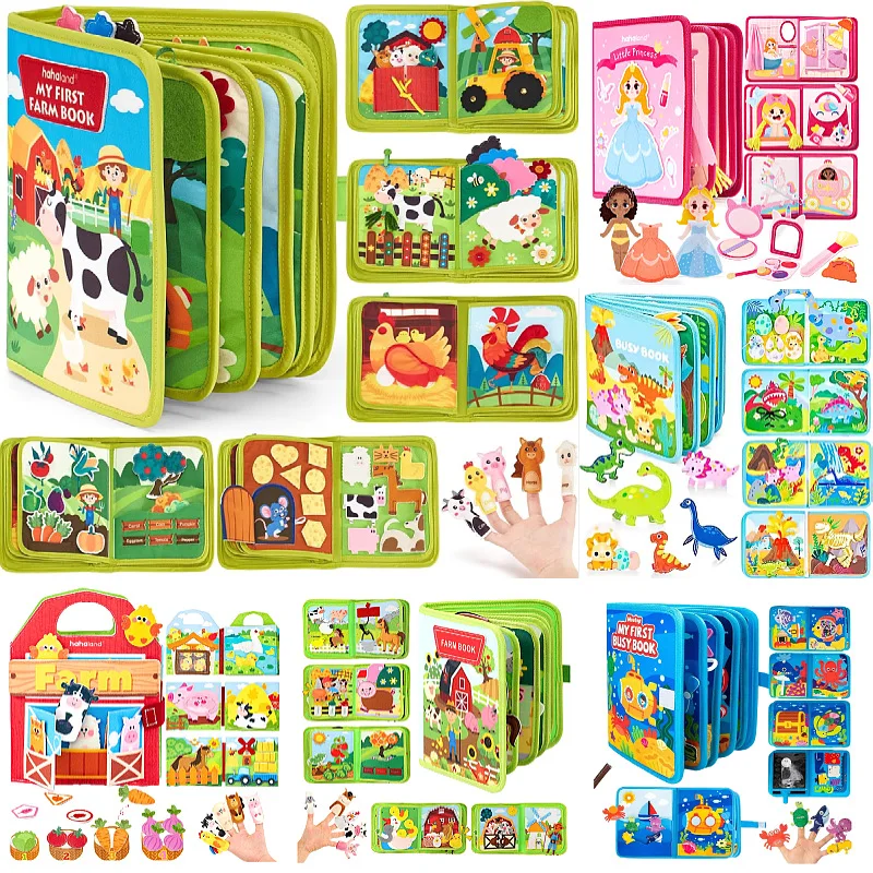 Książeczka dla dzieci w wieku przedszkolnym Eon, Farma Zwierząt, Książeczka interaktywna, Książeczka filcowa dla niemowląt, Książeczka edukacyjna z kartkami do samodzielnego układania, Zabawka Eon dla niemowląt, importowana.