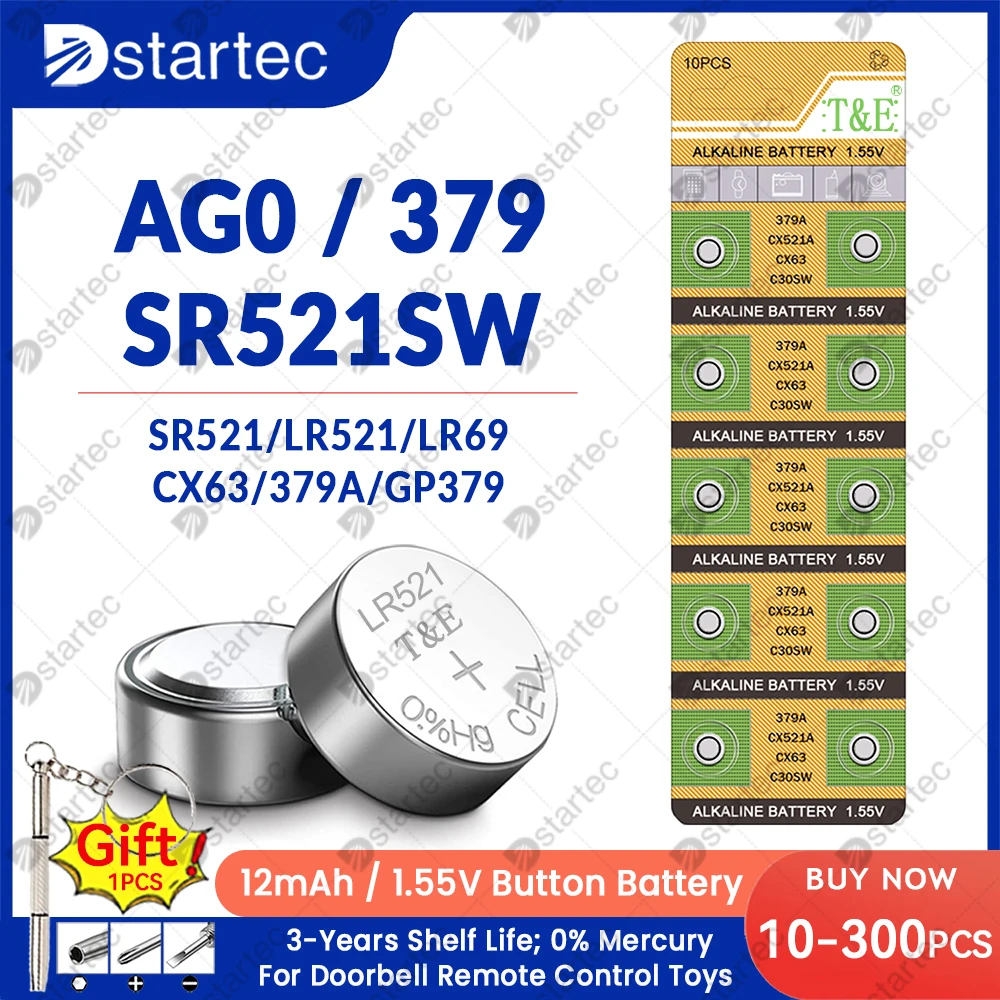 1.55V LR521 AG0 Button Batteries For Watch Toys Remote SR521SW 379 SR63 LR63 D379 GP379 SR521 379A Cell Coin Alkaline Battery