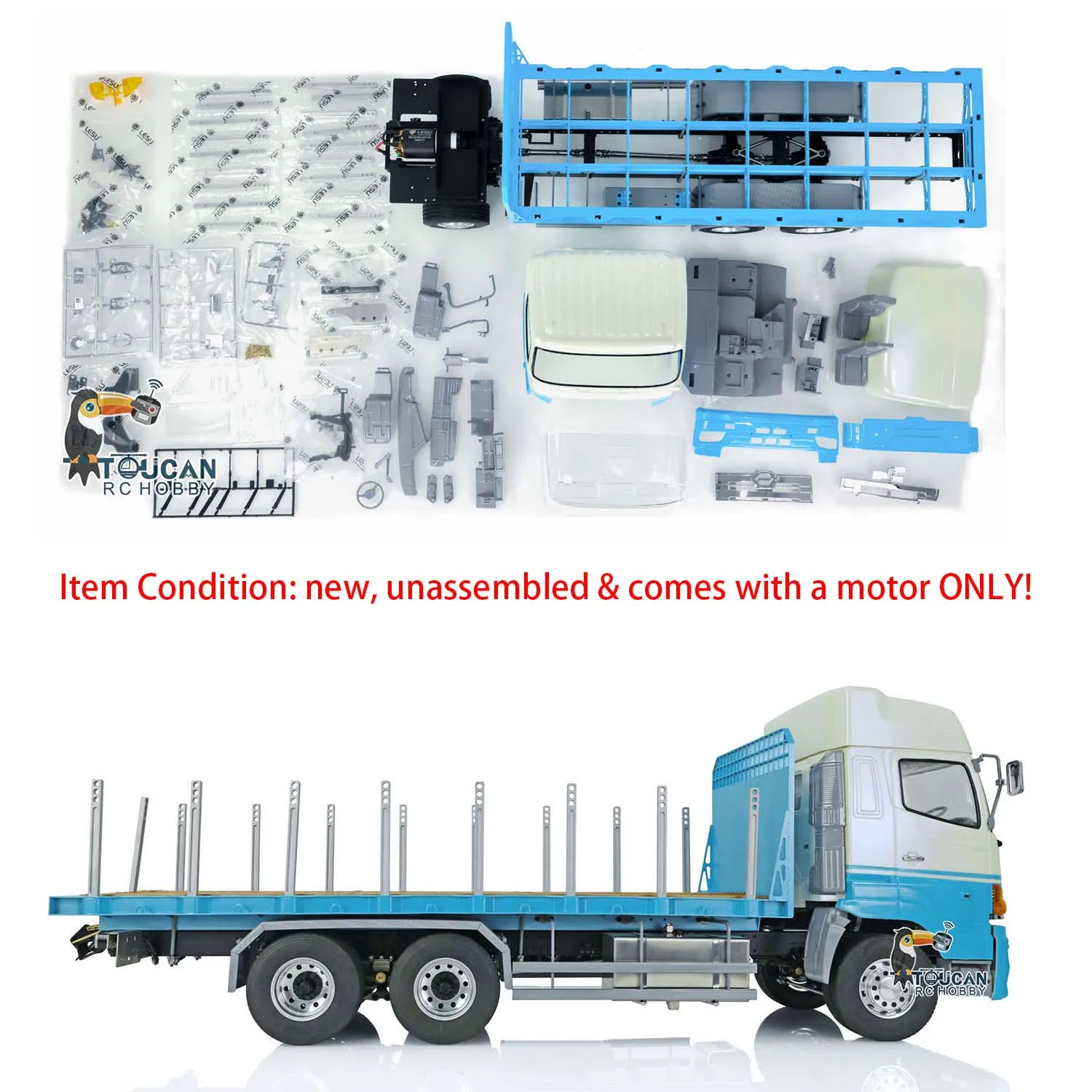 LESU 1/14 6*4 RC Flatbed Lorry Trailer Tractor Trucks Vehicle KIT hobby Remote Control Cars Outdoor Toys Painted Model Thzh1350