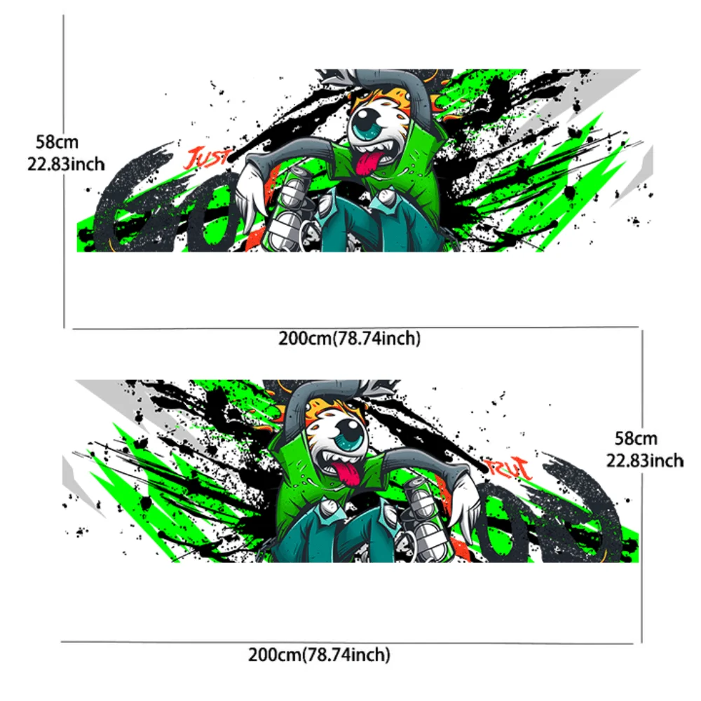 Green Racing Line Eyes Cartoon Character Splash Sticker Car Sticker Full Body Decal Decoration Covering Scratches Protect