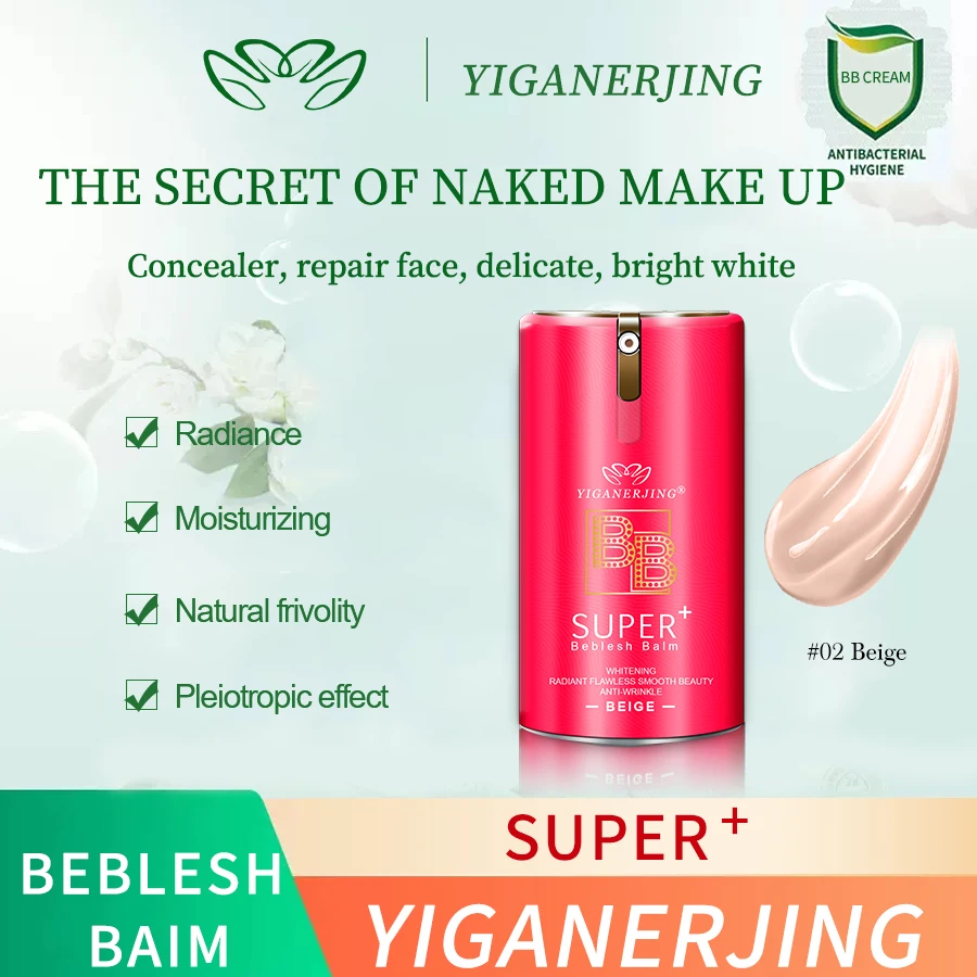 YIGANEJRING BB Cream Lasting Waterproof Smooth Liquid Foundation Concealer idratante e schiarente per la pelle Natural Face Cosmetic