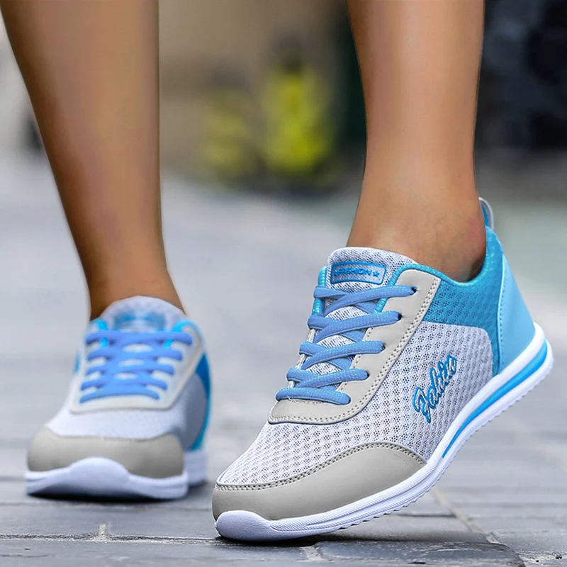 Breathable Fashion 2024 New Women's Sneakers Soft Comfortable Women Sneakers Mesh Fabric Lace Up Female Footwear Ladies Shoes