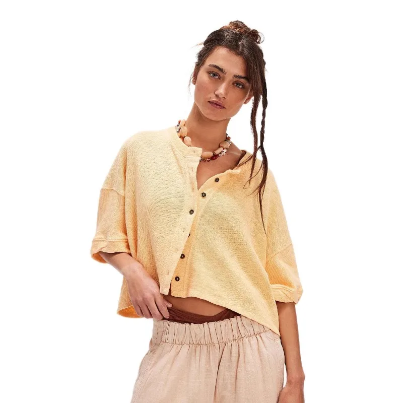 Women Y2K Cropped Cardigan Spring Summer Short Long Sleeve Button Down Knit Top Female Casual Streetwear Sweater Coat