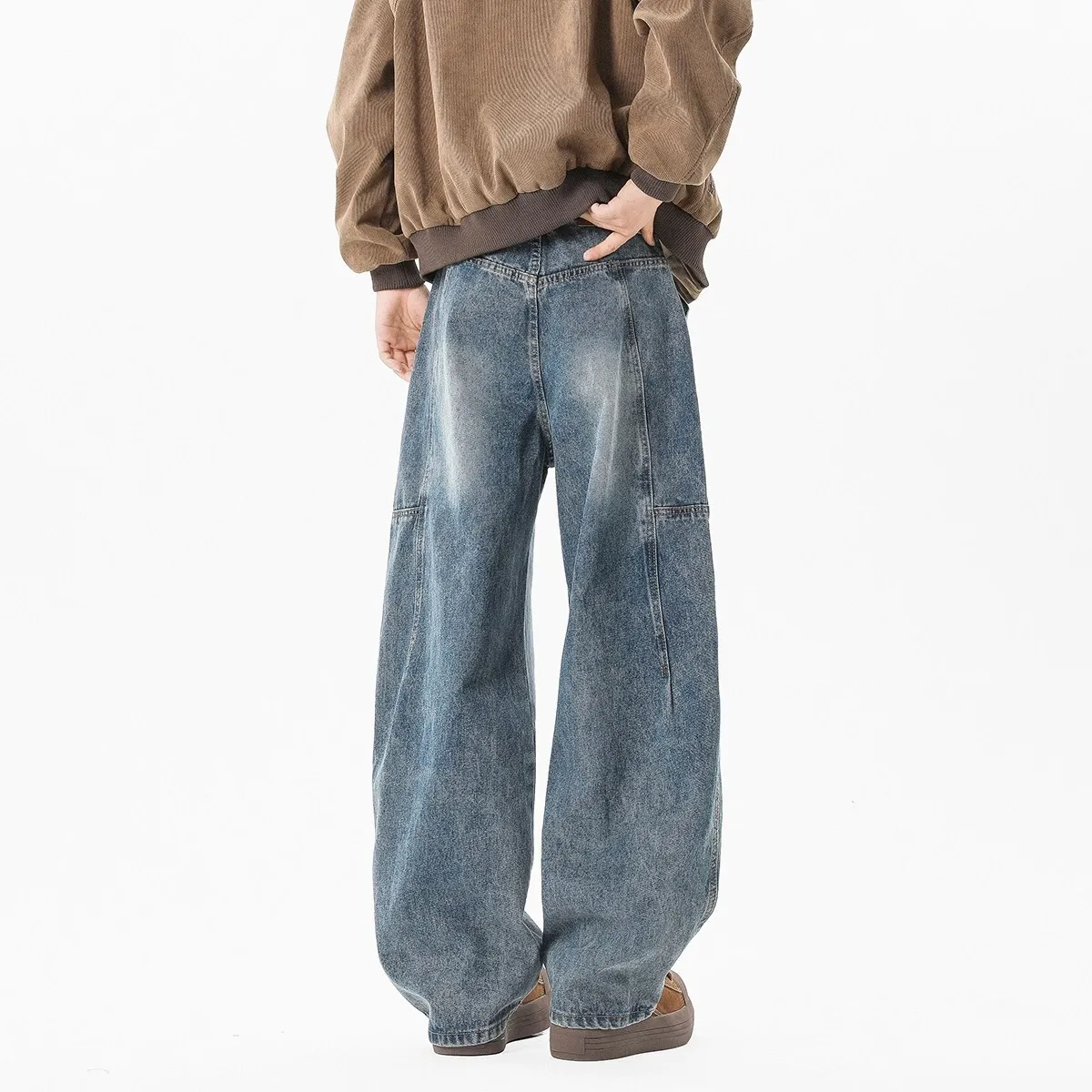Retro Herren Gradient Vintage Washed Baggy Jeans Jugend Lose Gerade Y2K Denim Hosen Mann Designer Streetwear Hosen