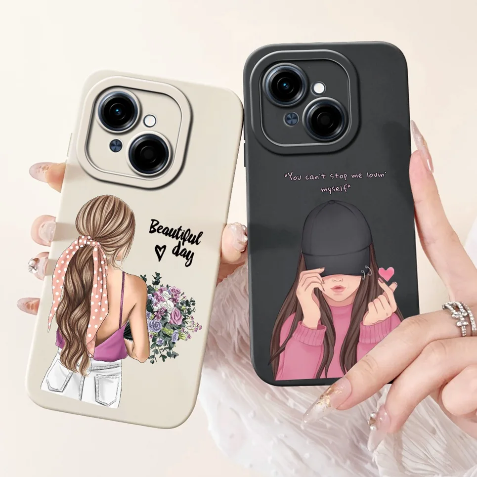 Tecno Spark GO 1/Spark GO 2025/Pop 9 뒷면 커버 Funda 꽃 나비 여성 패션 소프트 폰 케이스 액체 실리콘 Etui