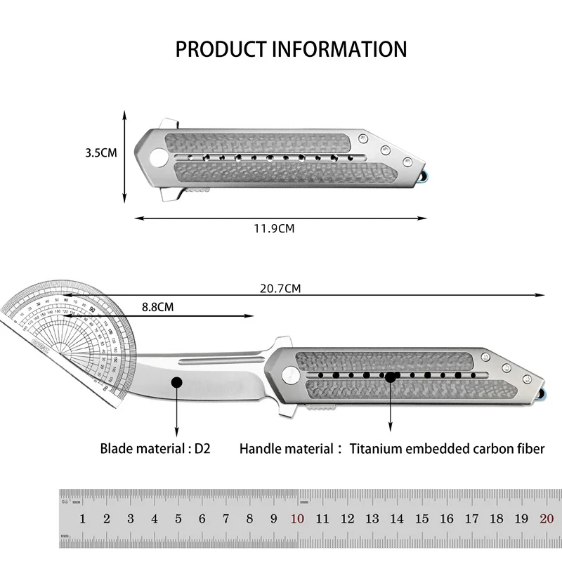 Begg Folding Knife Self Defense Survival Camping Hunting Titanium Alloy Inlaid Carbon Fiber Handle Tactical Rescue EDC  Knife