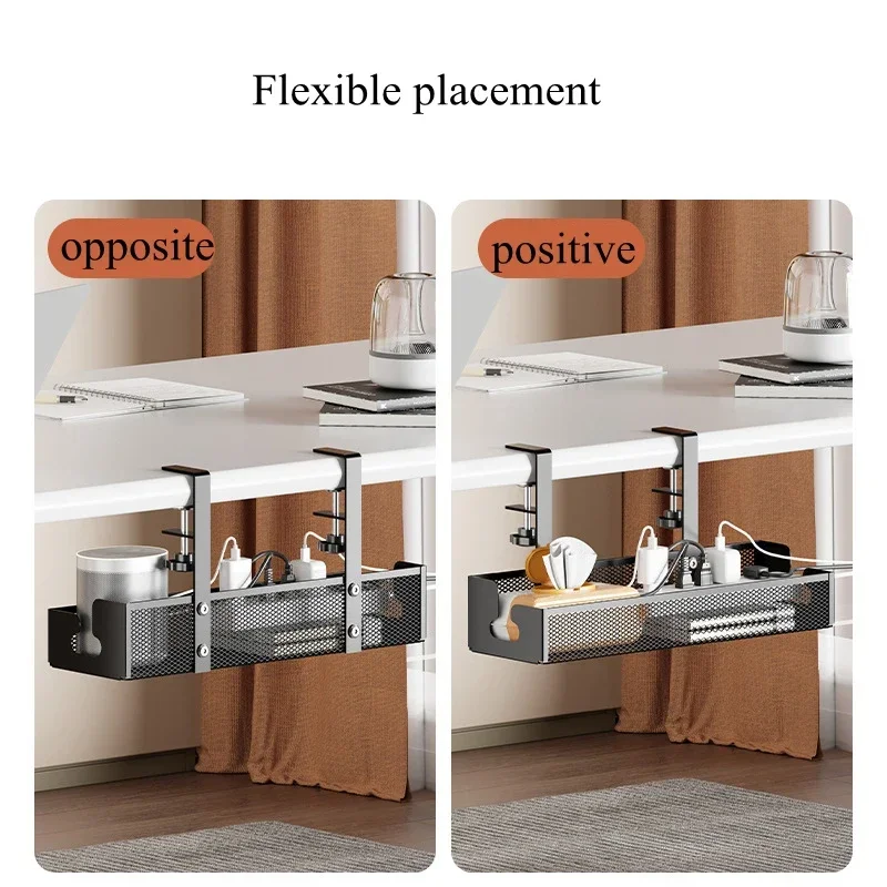 No Drilling Under Desk Wire Management Tray Retractable Cable Organizers in Home Office PC Router Data Wire Metal Storage Rack