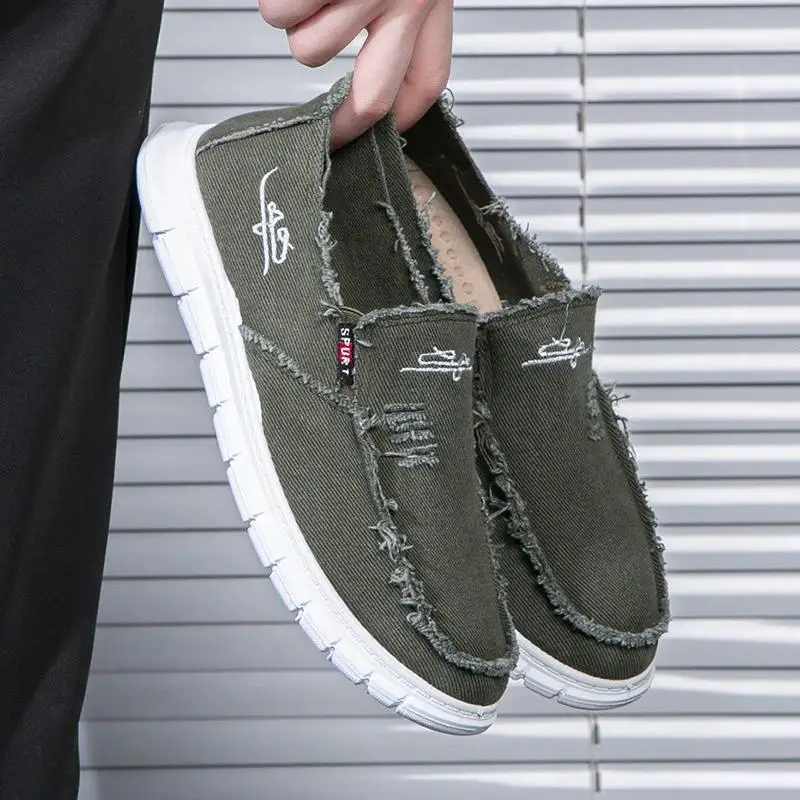 Men\'s Washed Fabric Casual Shoes Anti Slip and Wear-resistant Driving Shoes Canvas Shoes