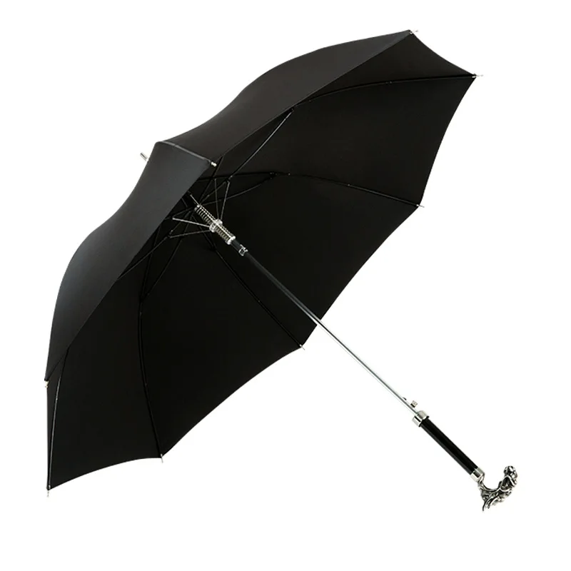 Imagem -05 - Guarda-chuva Retro Punho Longo Luxo Metal Dragão Cabeça Muleta Parasol de Proteção uv Grande à Prova de Vento ao ar Livre Presente do Cavalheiro