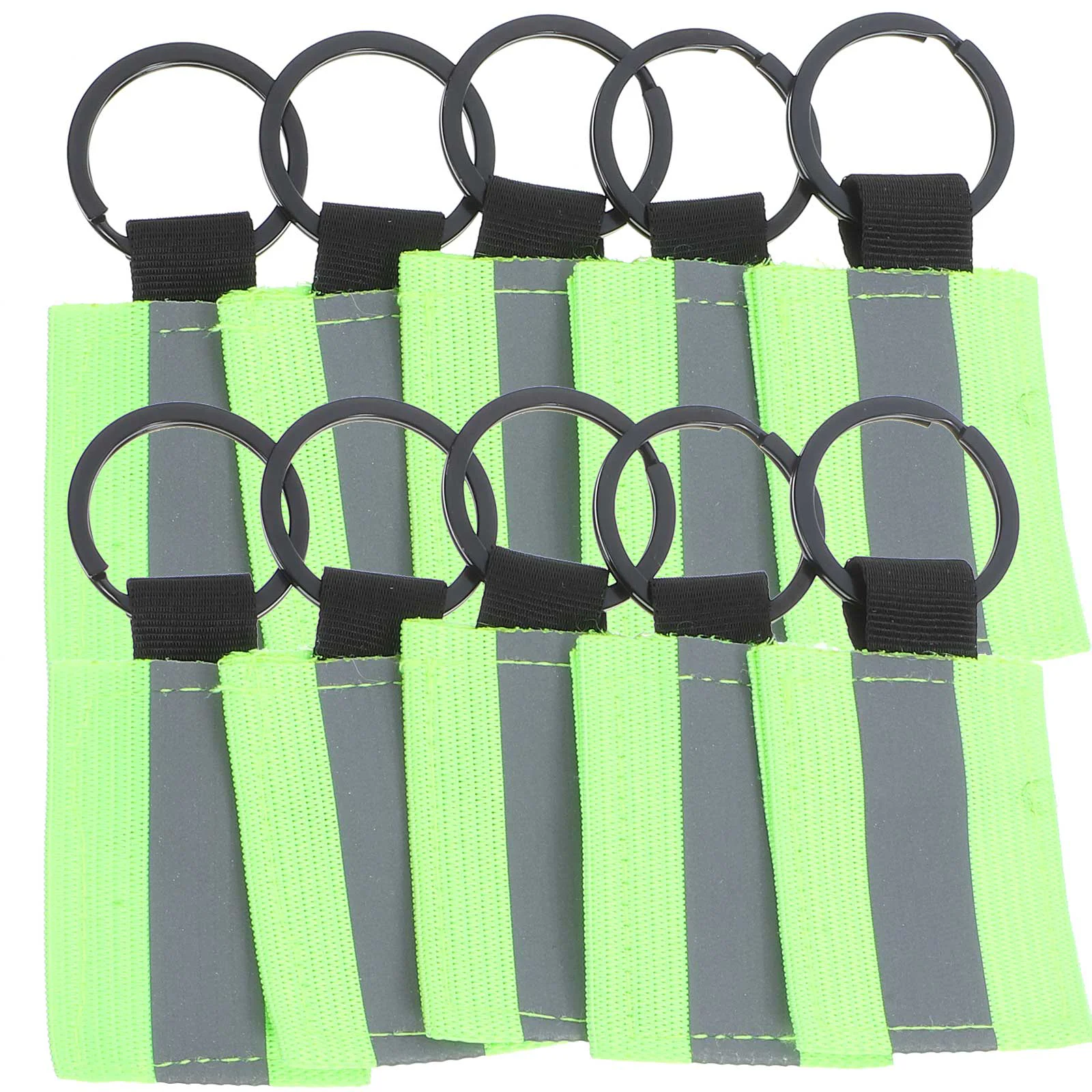 

10pcs Reflective Keychain Tags Double Sided High Visibility Kids Backpack Strap Nylon Travel Bag Charm Warning Keyring