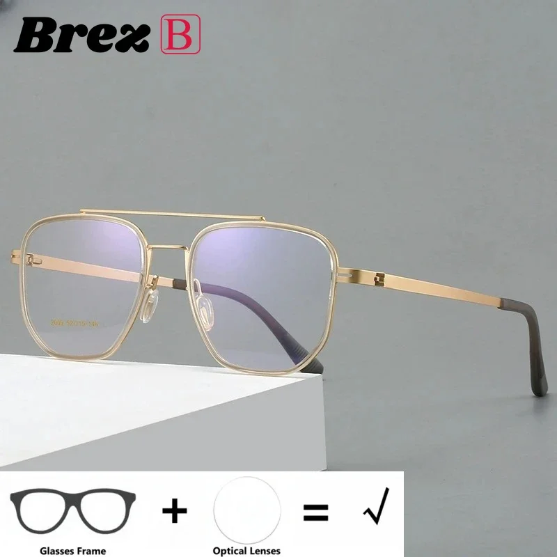 

Ollymurs Fashion Pilot Optical Prescription Glasses Men's Big Size Ultralight Blue Light Blocking Reading Eyewear Women 2009