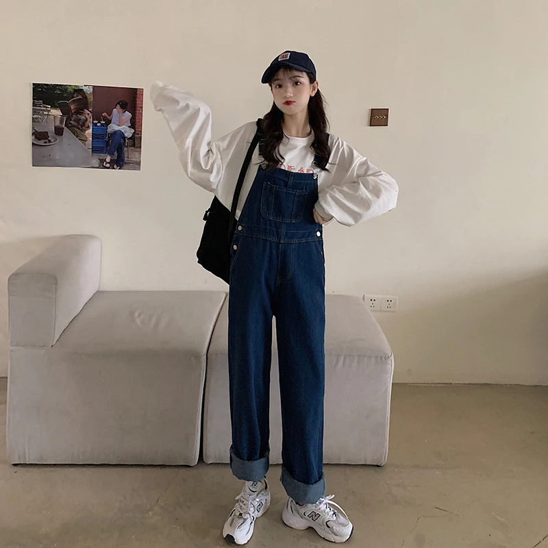 

Комбинезоны женские полная длина BF милые милые девушки свободные комбинезоны в стиле Харадзюку повседневные универсальные для студентов шикарные чистые модные новые