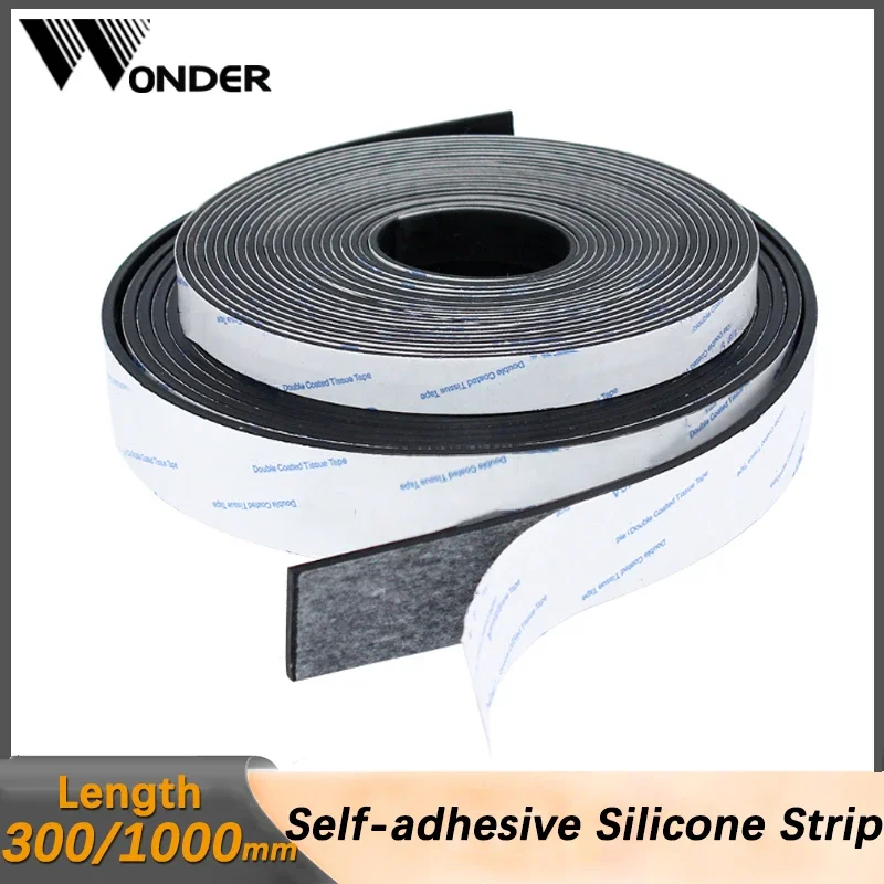 Black Self-adhesive Silicone Strip Silicone Rubber Board Length 300mm/1000mm Anti Slip Resistant Sealing Strip