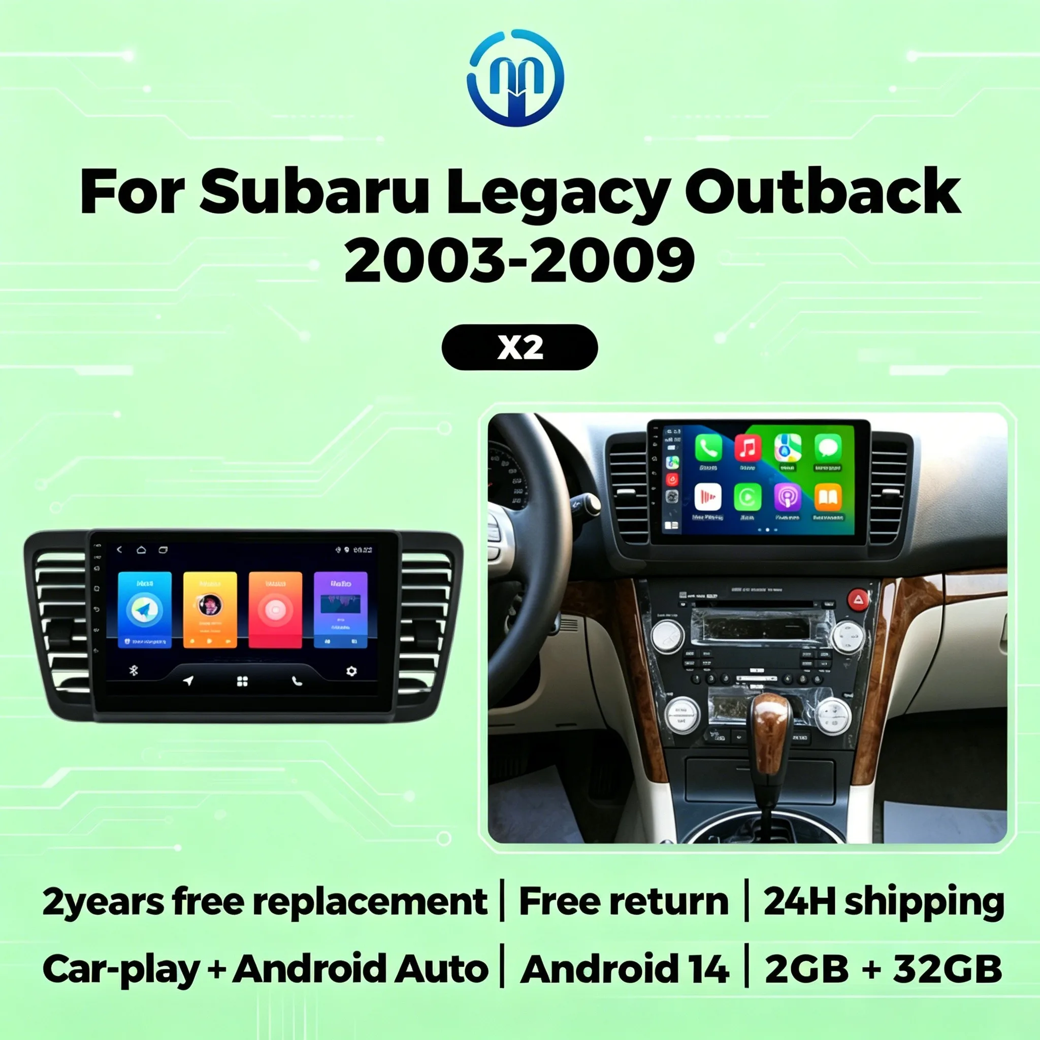 

9-дюймовый автомобильный радиоприемник для Subaru Outback 3 Legacy 4 2003-2009, беспроводной CarPlay, Android Auto, мультимедийный плеер, GPS-навигация, BT
