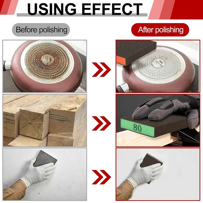 ABBN-8 Pack Sanding Sponge, Washable And Reusable Sanding Blocks For Drywall Wood Metal Furniture, 60/80/120/220 Grit