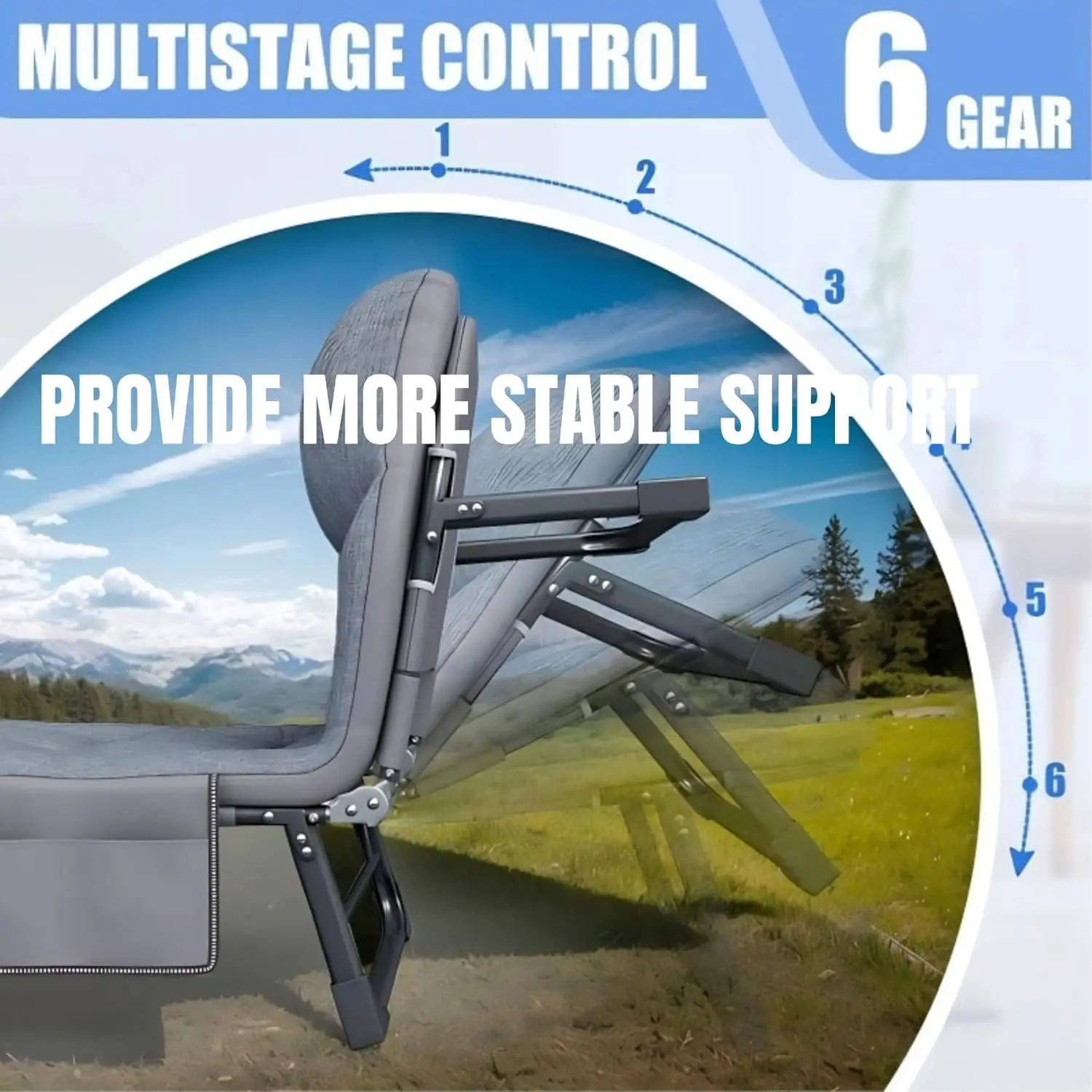 Berço dobrável, berço de acampamento ajustável de 6 ângulos com colchão para pátio e praia, cama dobrável portátil resistente lay flat recllini