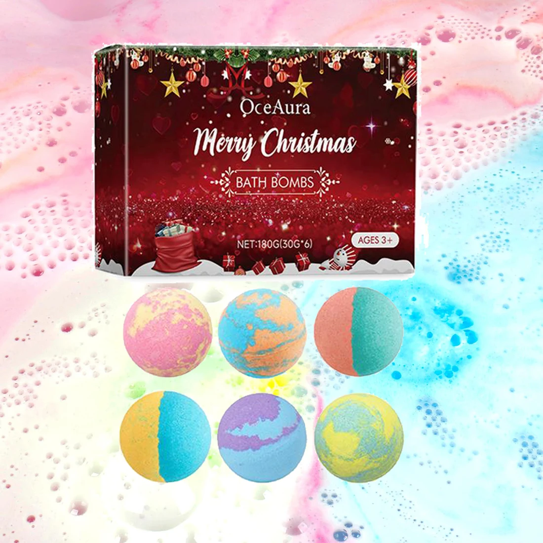 

Набор рождественских бомбочек для ванны, 6 шт., набор рождественских шариков для физиологического спа-салона ручной работы, забавный расслабляющий праздничный подарок для женщин и детей