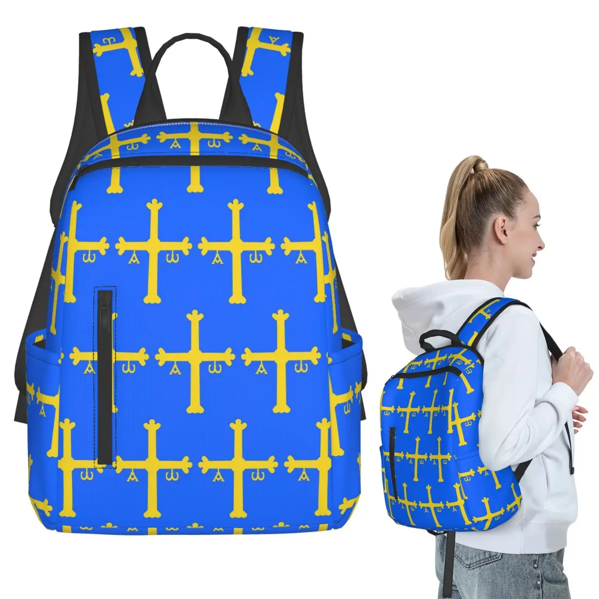 

Asturias Flag Backpack Student BookBag Kids School Bag Laptop Shoulder Bags Boys Girls
