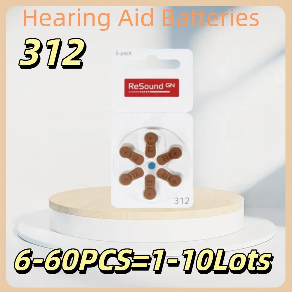 6-60PCS 1.45V Hearing Aid Batteries Resound P312 Performance 312 312P P312 PR41 For BTE CIC RIC ITC Hearing Aid Zinc Air Battery