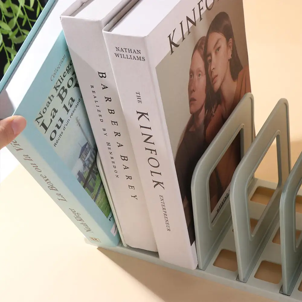 Adjustable Detachable Bookends Dividers 8 Compartments Vertical Book Holder Non-slip Anti-drop Desktop Book Stand Bedroom