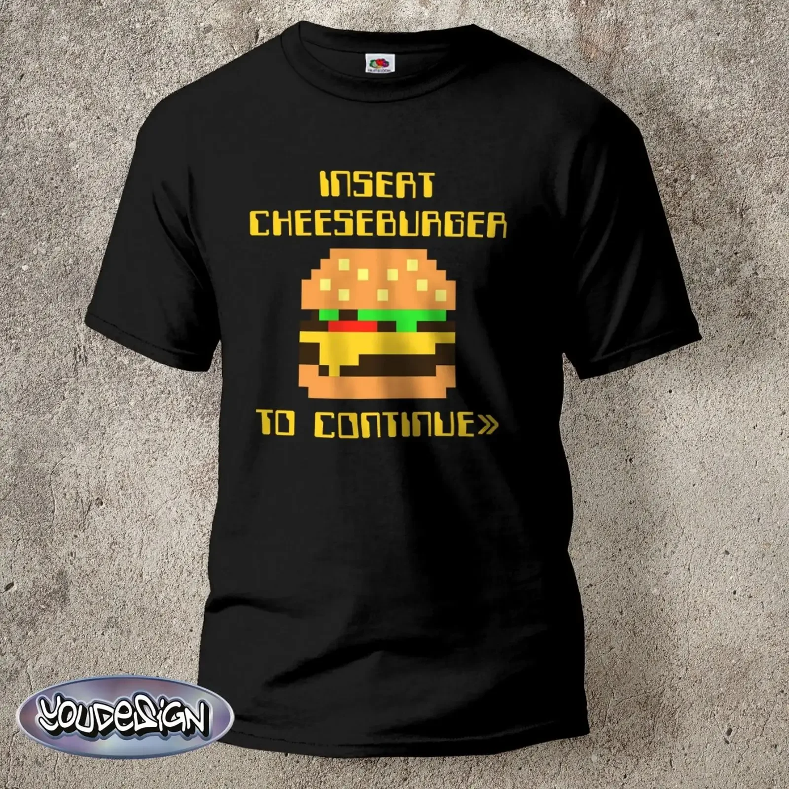 Insert Cheeseburger to continue T Shirt Foodlover Burger Fun Geschenk McD vintage Washed Versatile Comfortable Stretched Soft