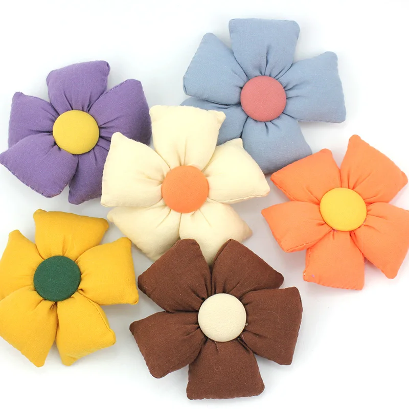 6Pcs 8cm Handmade Big Flowers Padded Appliques For Baby Headwear Hairpin Crafts Decor Bag Clothing Patches Accessories