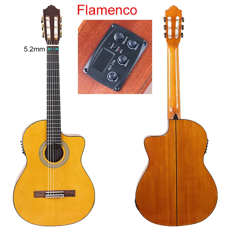40 Inch Electric Classical Guitar 6 String Full Basswood 39 Inch High Glossy Cutaway Design with EQ Black&Natural Color view 5