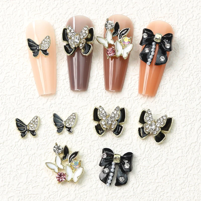 2 PCS 3d Aurora Butterfly Nail Nail Decoration Crystal And Translucent Nail Art Accessories Resistant Nail Decoration