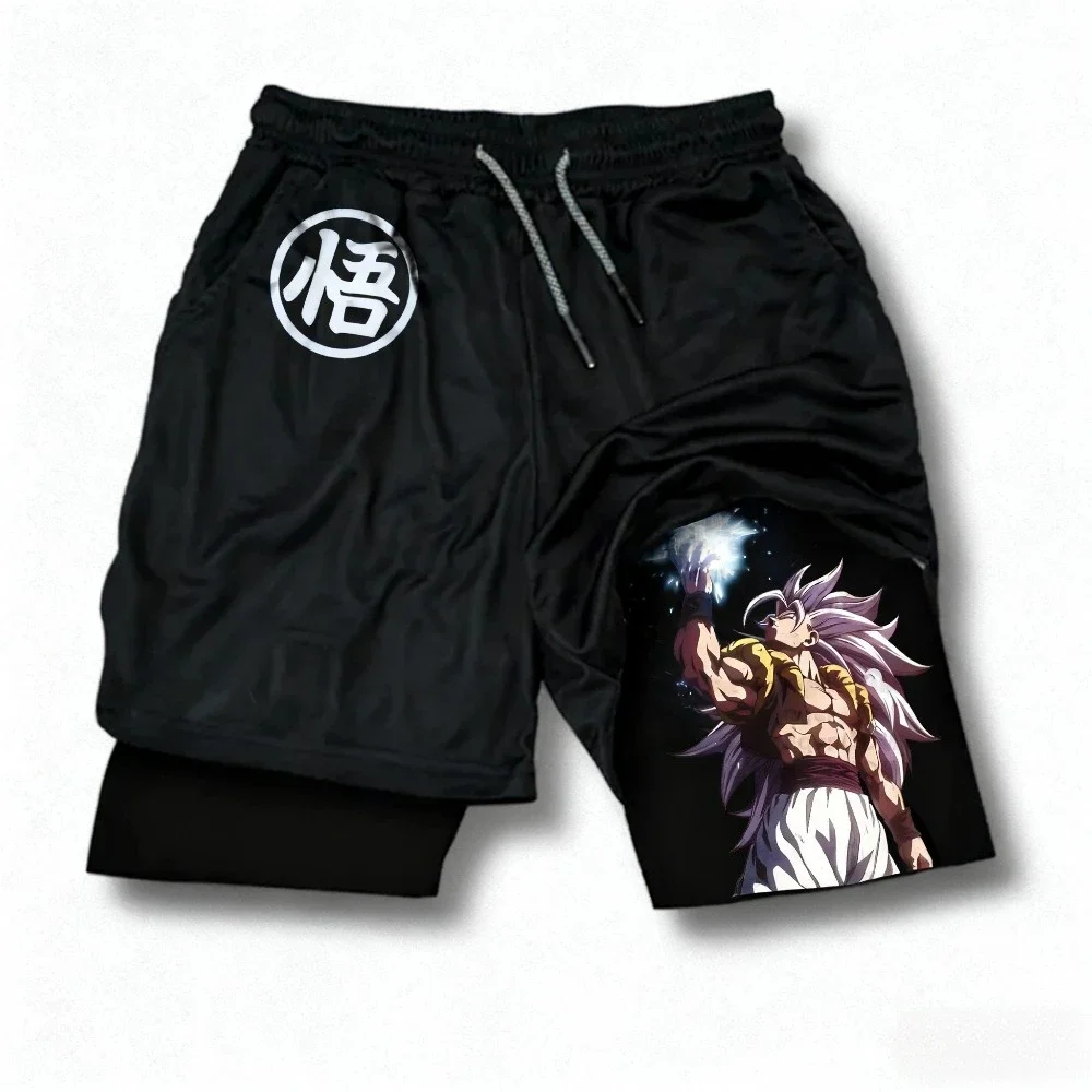 لعبة دراغون بول أنيمي ذات علامة تجارية مشتركة جديدة 2 في 1 السراويل الرياضية الصيف الشارع العصرية اللياقة البدنية السباحة التنزه طبقة مزدوجة السراويل #4