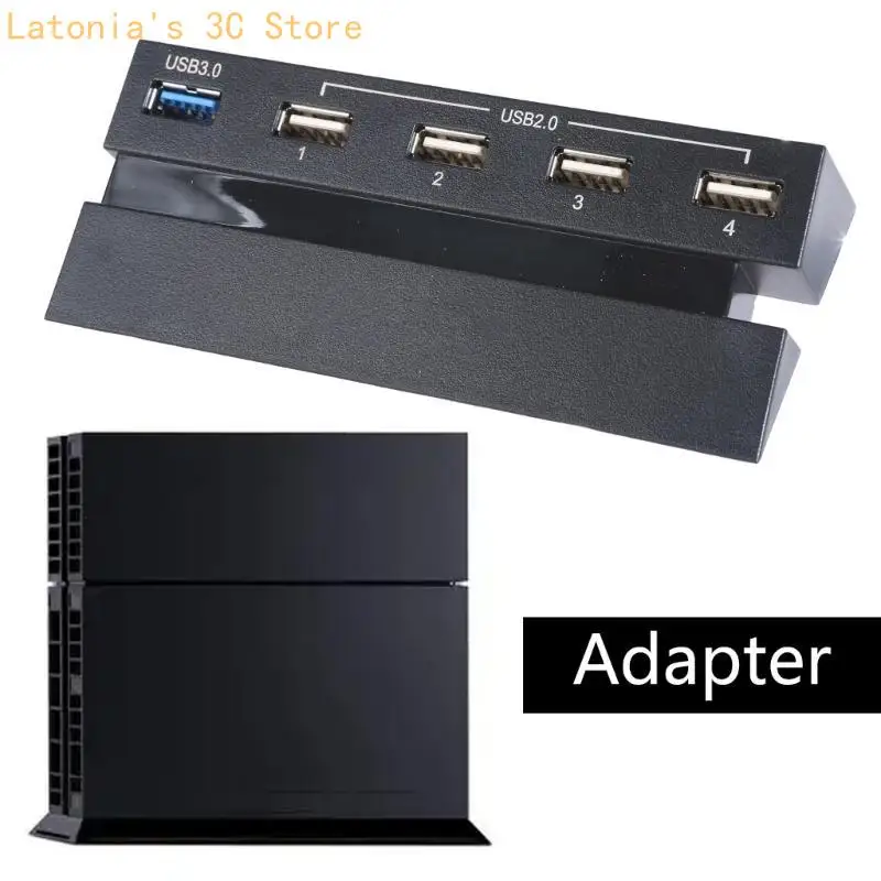 Hochgeschwindigkeits-5-in-1-USB-Hubs für Konsolen, schwarzes Controller-Zubehör, einschließlich 4 x USB 2.0- und USB – Detail 5